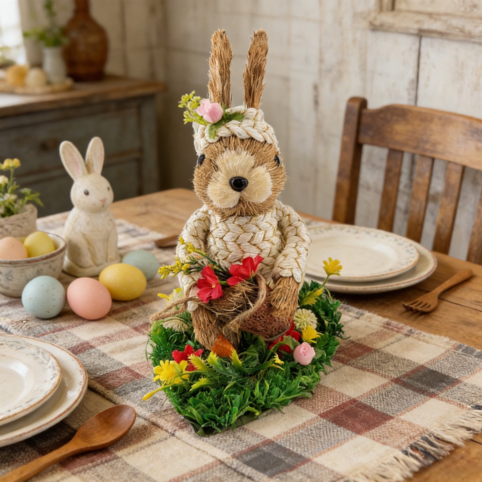 Weaving Rabbit VIKSZOY Spring Decor,Bottom Thread Rope Puppy Rabbits Ornament ...