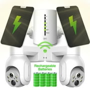 VIKVIZ 4MP Battery WiFi PTZ IP Camera Wireless 2K with Solar Panel Smart Hybrid Light Outdoor