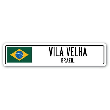VILA VELHA BRAZIL Street Sign Brazilian flag city country road wall gift