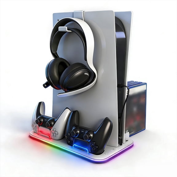 VILCORN PS5 RGB Stand Cooling Station, Gamepads Charging with LED Indicator Board, for PS5 Slim/Pro