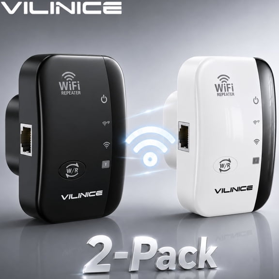 VILINICE WiFi Extender, 1200Mbps Dual Band WiFi Signal Repeater Booster with Ethernet Port, Long Range Internet Extender Covers up to 1500 Sq.Ft, 2 Pack