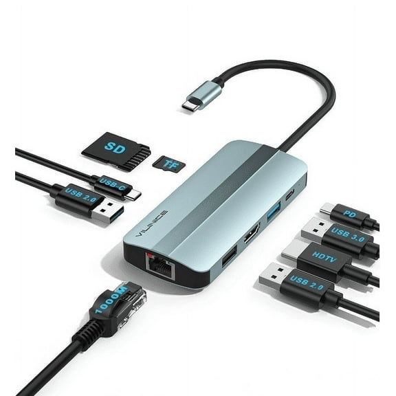 VILINICE Laptop Docking Station USB-C Dual Display,PD 87W Fast Charging , 9 in 1,Aircraft-grade aluminum
