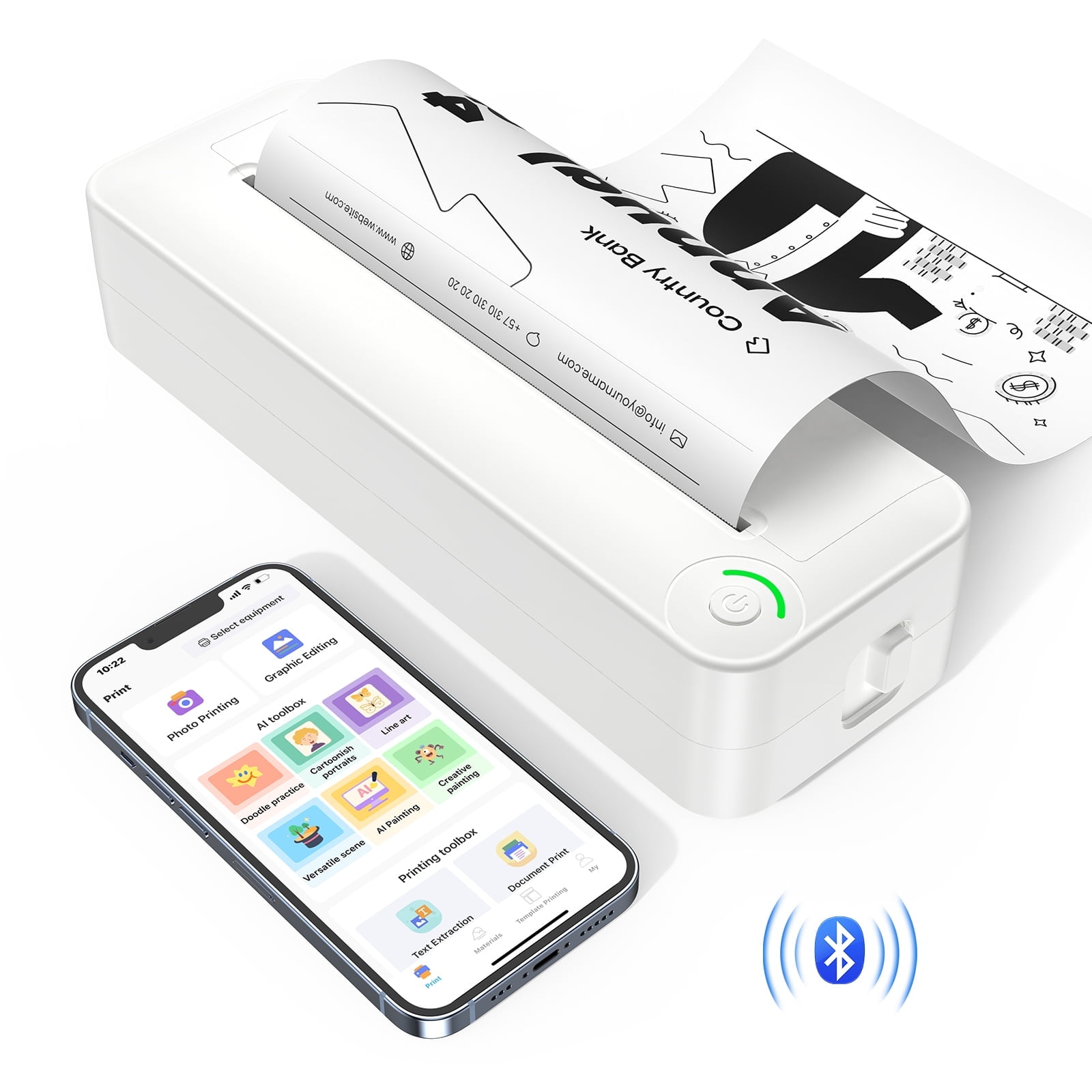 VILINICE Portable Bluetooth Printer A4 Paper Wireless Thermal Inkless iPhone Compatible with APP for Phone Walmart
