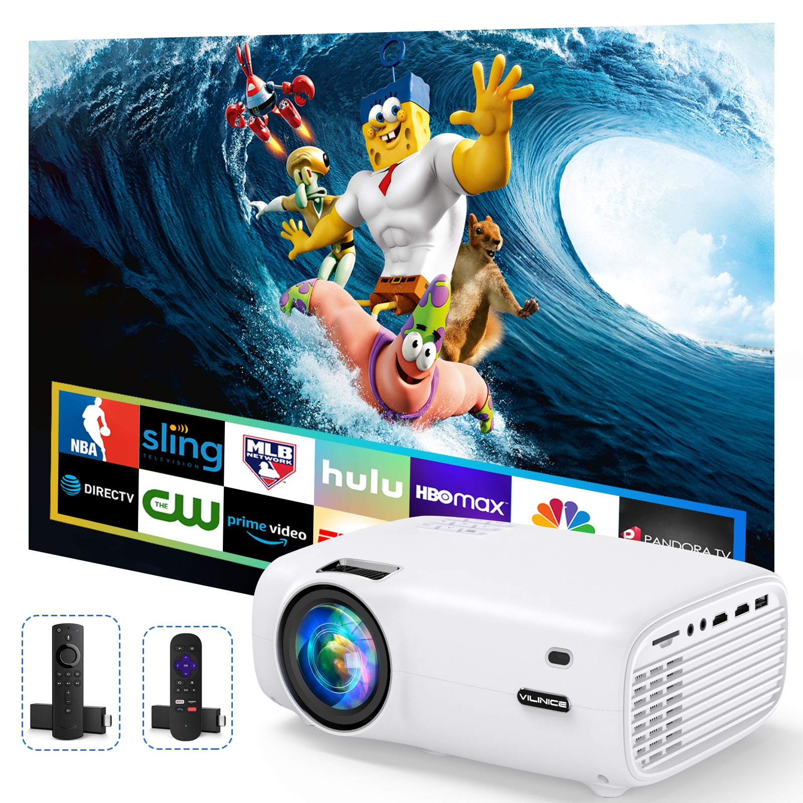 VILINICE Mini Projector, 6500L Movie Projector, 1080P and 240" LCD Display Supported, Home Theater Projector Compatible TV PS4, HDMI, USB, VGA - Walmart.com
