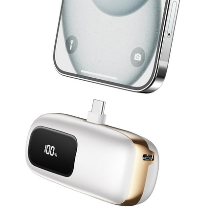 VILINICE Portable Charger 5000mAh Power Bank with LCD Display, 20W Quick Charge USB-C Battery Pack Compatible with iPhone16/15 Series, Android, Samsung, Pixel, Golden