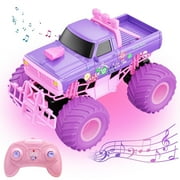 Remote Control Cars for Girls, 2.4Ghz All Terrain Off-Road RC Truck with Rechargeable Battery, 4WD RC Car Toys for Girls & Kids Age 5+, Pink, 6.5+ MPH