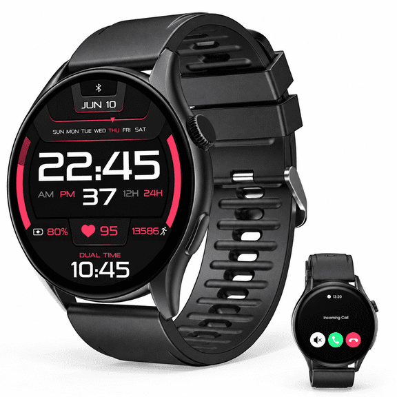 VILINICE Smart Watch Fits for Android & iPhone,Smartwatch for Men Women, 1.43" AMOLED Touchscreen Fitness Tracker,120 Plus Sports Modes, IP68,Bluetooth Call,for Gift Black