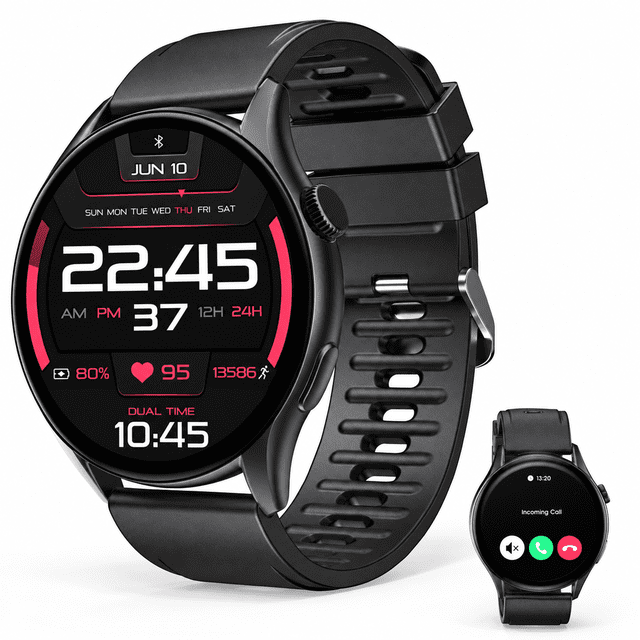 VILINICE Smart Watch Fits for Android & iPhone,Smartwatch for Men Women, 1.43" AMOLED Touchscreen Fitness Tracker,120 Plus Sports Modes, IP68,Bluetooth Call,for Gift Black