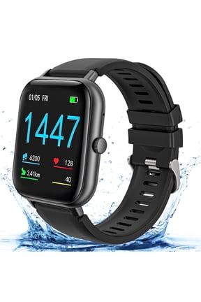 Smart Watch for Women Men, Smartwatch Compatible with Android and iPhone, IP68 Waterproof, Fitness Tracker, 100+ Sport Modes, Smart Watch with Bluetooth Call(Answer/Make Calls), Black