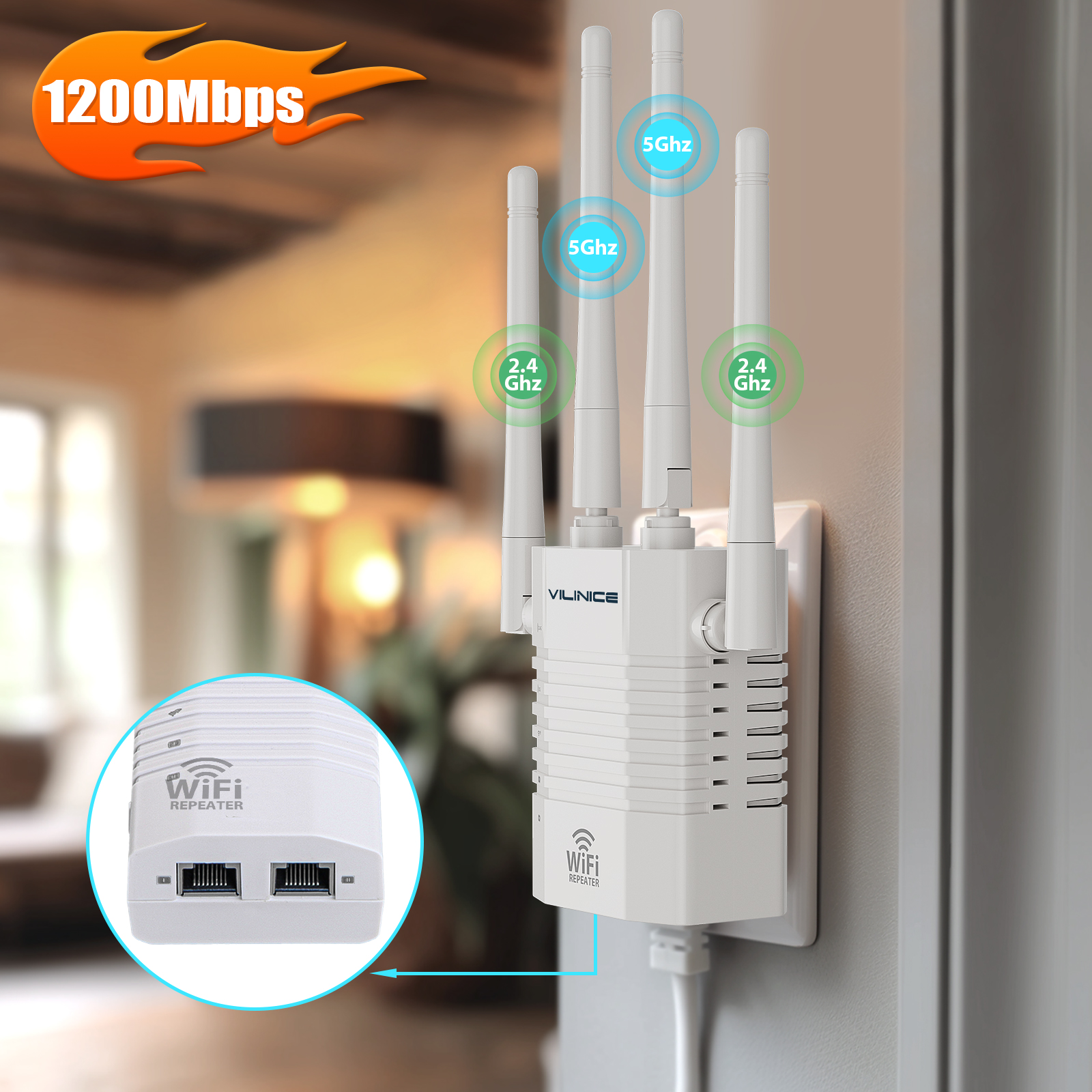 WiFi Extender WiFi Extender Signal Booster For Home 1200Mbps Wall