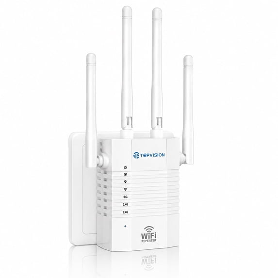TOPVISION WiFi Extender Signal Booster for Home, 1200Mbps Dual Band 5GHz/2.4GHz WiFi Extender with Ethernet Port, Covers Up to 1500 Sq.Ft, WiFi Booster Supports 35 Devices, Easy Setup