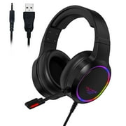 VILINICE Wired Gaming Headset, Gaming Headphones with Noise Cancelling Microphone for PC/PS4/PS5/Switch, Over-Ear PC Headphones with RGB Light