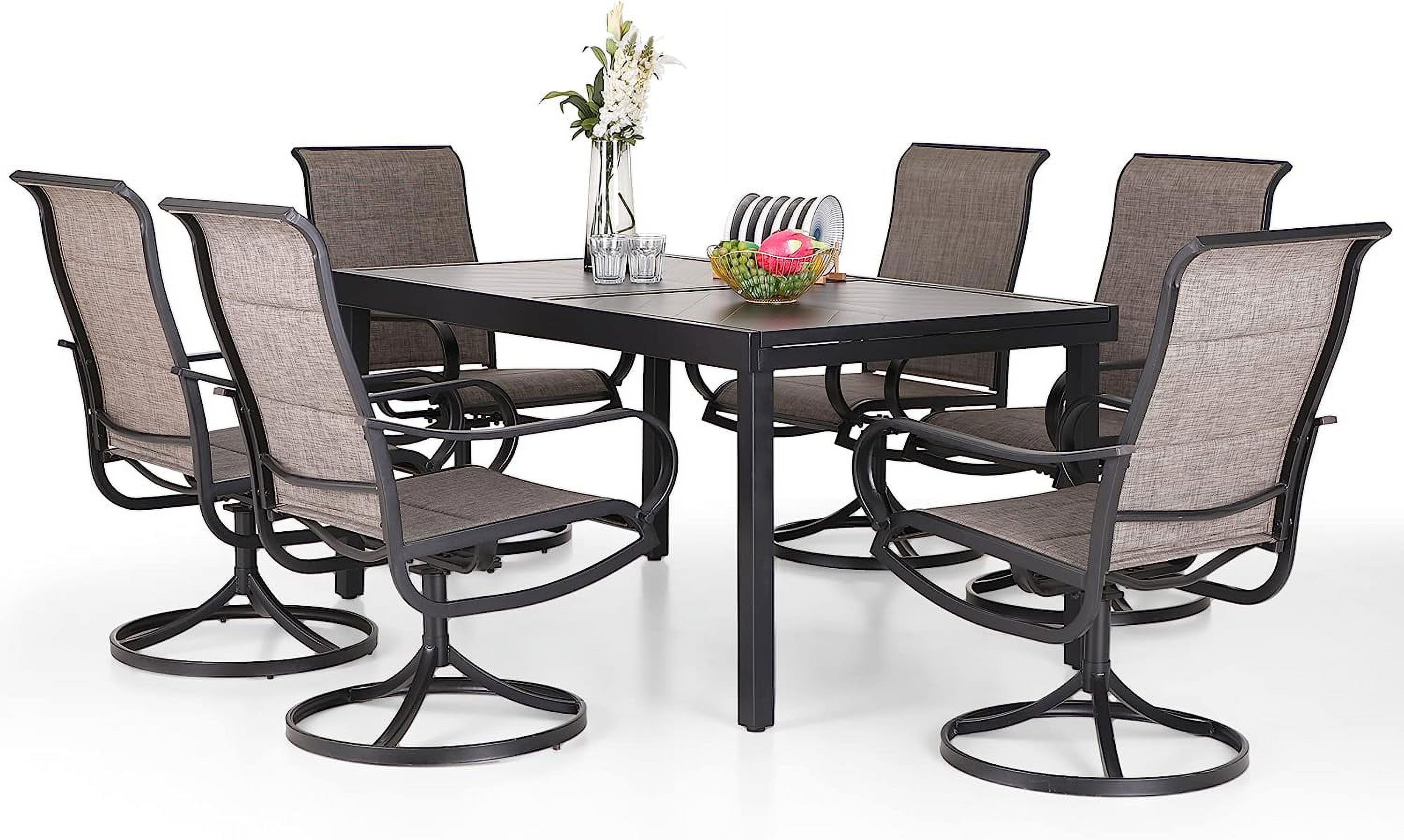 VILLA Outdoor Dining Set for 8 Patio Table and Chairs Set with 8 Padded