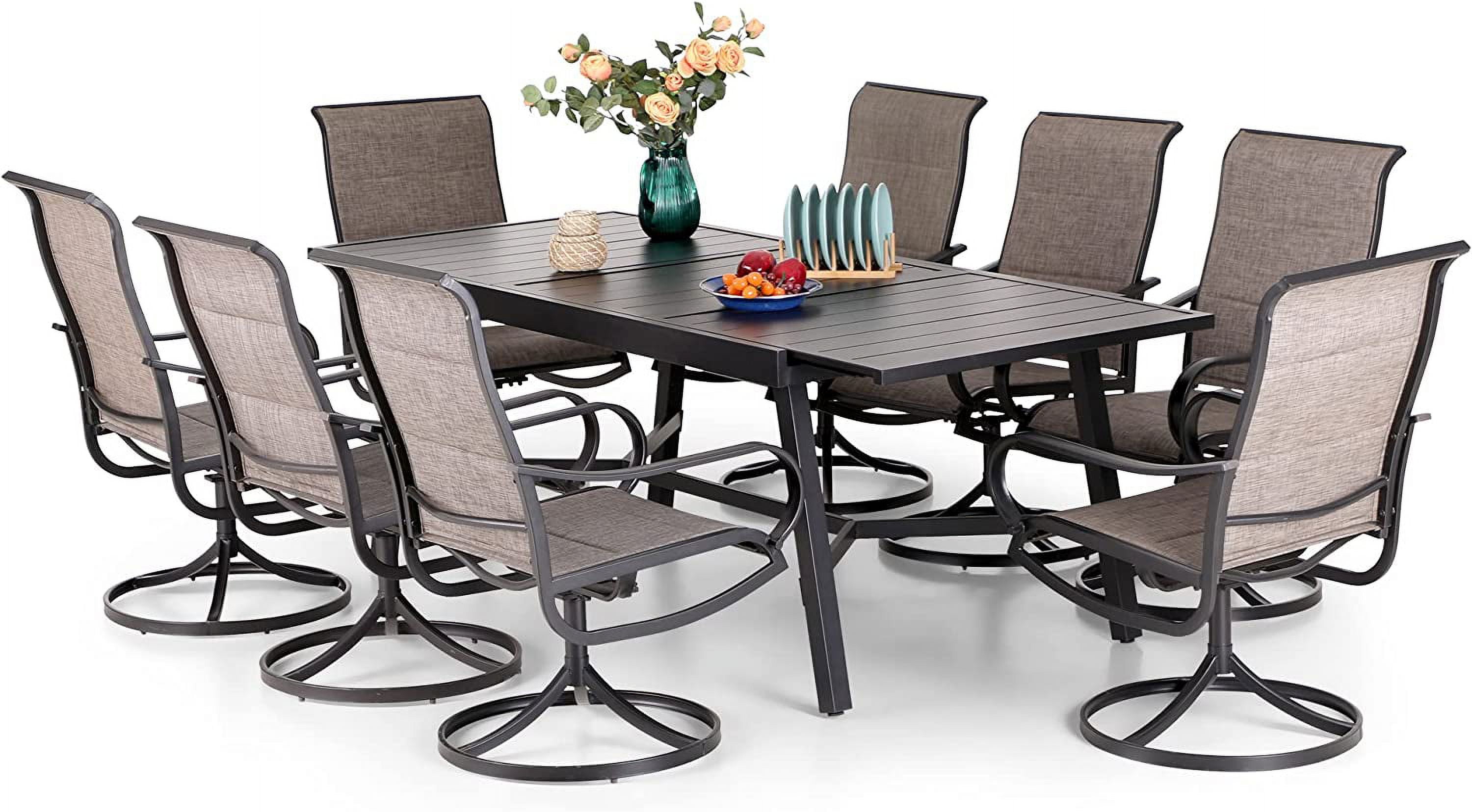 VILLA Patio Furniture Set Outdoor Table and Chairs Patio Set 9 Pieces