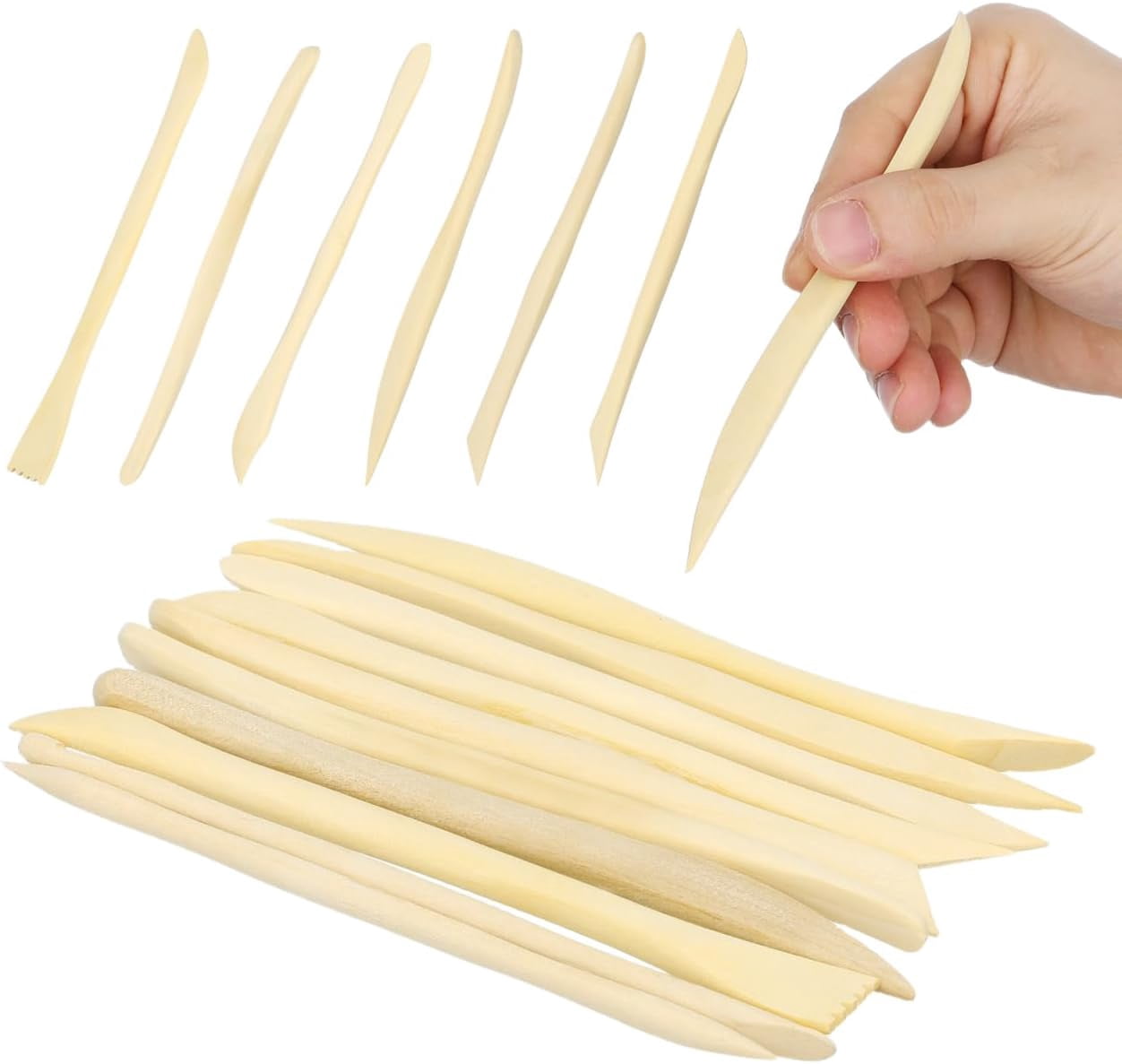 VILLCASE 30pcs Wooden Clay Sculpting Tools, 6.1'' Double Ended Modeling Tools for Cutting Shaping Carving, Polymer Pottery Dough Ceramic Kit Classrooms, Beginners, Group Activities