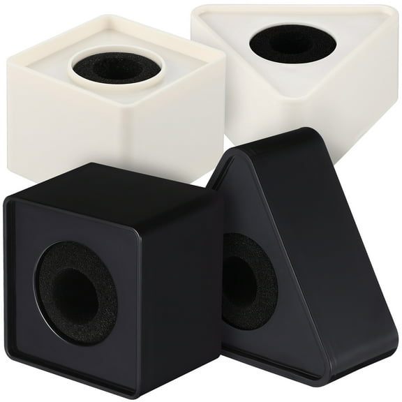 Topbathy 1Set Portable Microphone Logo Stand ABS Material Triangular Cube Shape for Interview Mic Display