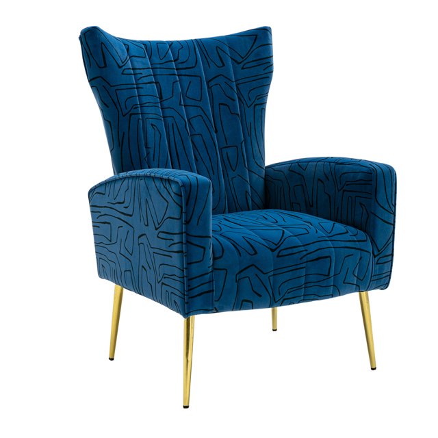VILLESTON Velvet Accent Chair, Upholstered Wingback Armchair Living