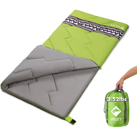 Camping Sleeping Bag with Compression Sack, Lightweight 3-Season Sleeping Bag for Adults & Kids, for Hiking, Backpacking, Spring Summer Fall Use