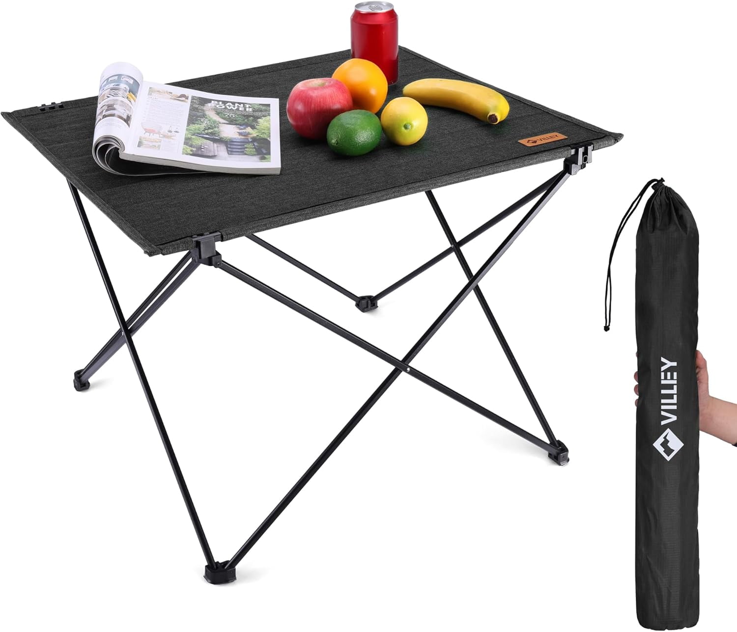 VILLEY Folding Camping Table with Carry Bag, Portable Lightweight Beach ...