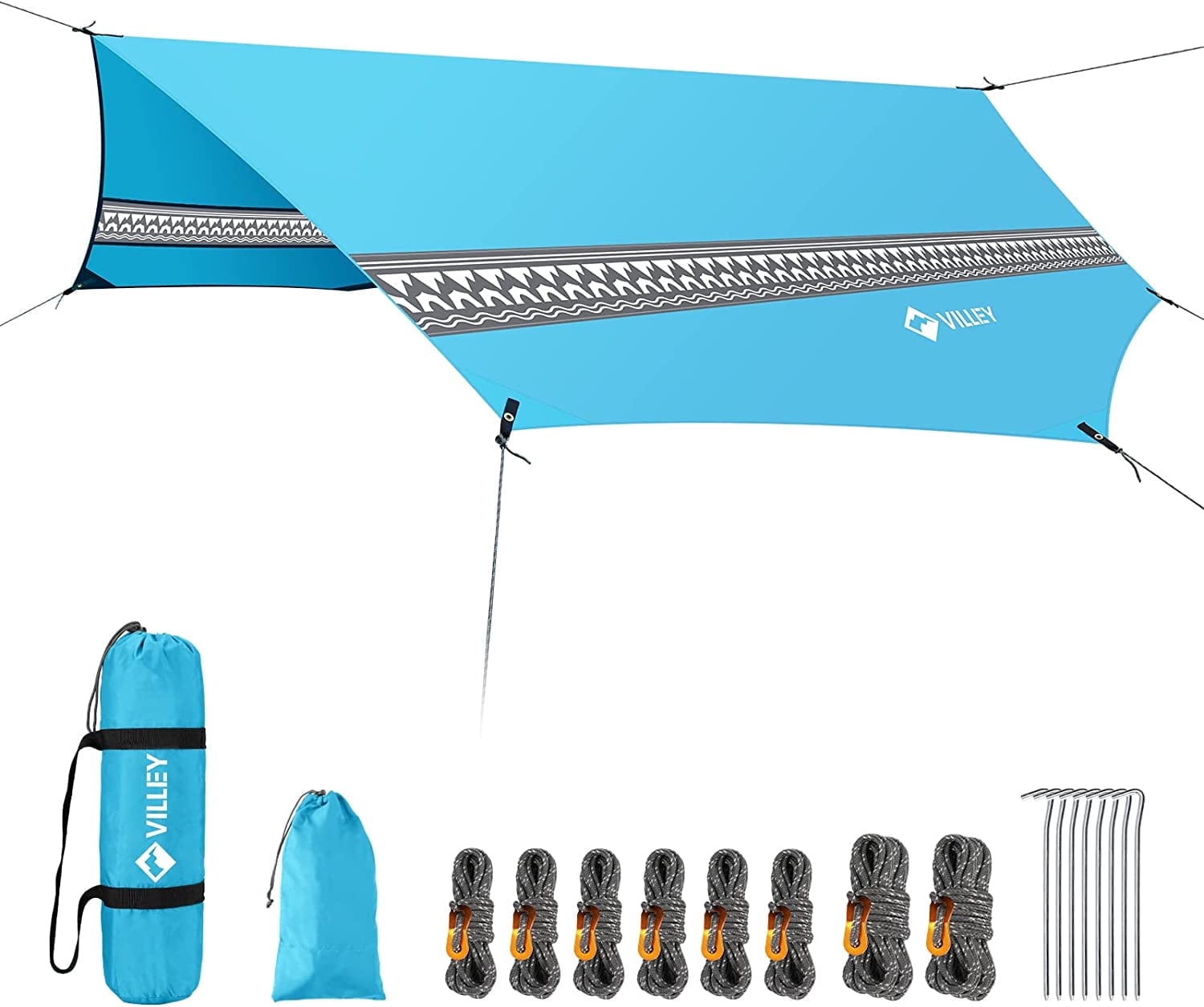 VILLEY Waterproof Camping Tarp Rainfly, 10 x 11.5 ft Octagonal Sun ...