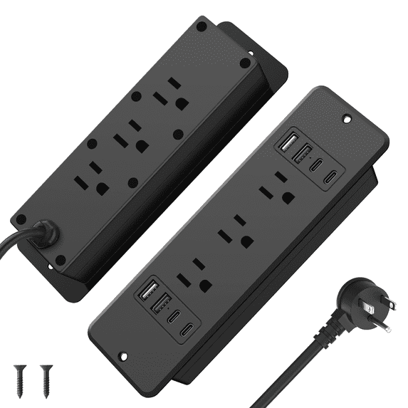 VILONG Recessed Power Strip with 6 AC, 8 USB Ports, 20W USB-C - Walmart.com