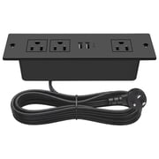 VILONG Recessed Power Strip 20W Fast Charging Station, 800J Surge Protector, 3 AC 2 USB-A 1 USB-C 6ft Flat Plug, Black
