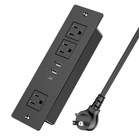 VILONG Recessed Power Strip with 20W USB-c & 18W USB-a Fast Charging Surge Protector, 45° Flat Plug 6ft Extension Cord for Desk, Home (Etl, Black)
