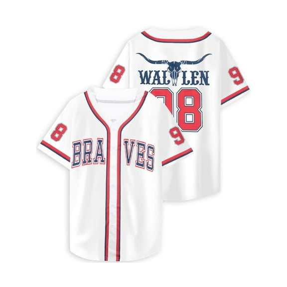 VILOVE 98 Baseball Shirt Women Cow Skull Graphic Fan T-shirt V Neck Country Vintage Jersey Button Down Short Sleeve Tops