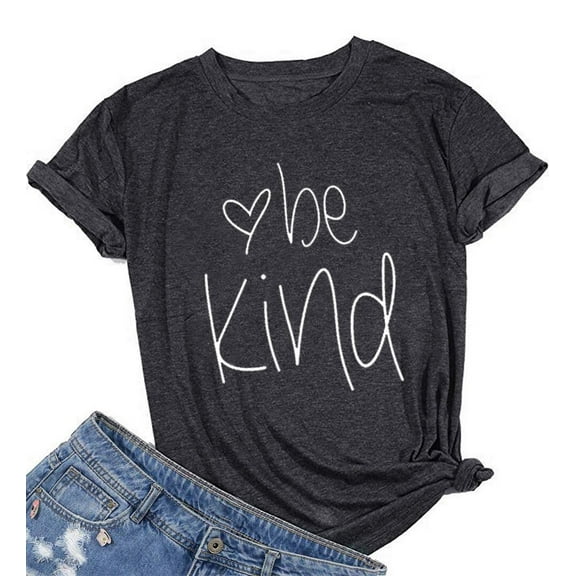 VILOVE Be Kind Graphic Tees Women Teacher Shirts Funny Inspirational Blessed Short Sleeve T Shirts