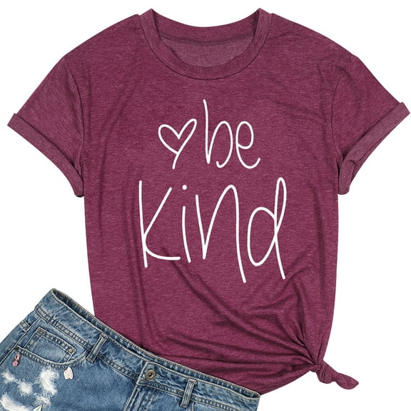 VILOVE Be Kind Graphic Tees Women Teacher Shirts Funny Inspirational Blessed Short Sleeve T Shirts