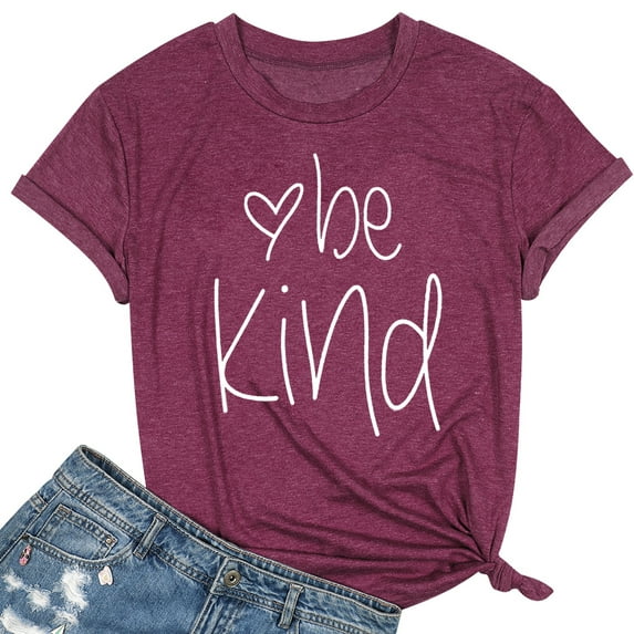 VILOVE Be Kind Graphic Tees Women Teacher Shirts Funny Inspirational Blessed Short Sleeve T Shirts