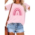thumbnail image 1 of KimSoong Women Breast Cancer Shirt Pink Ribbon Breast Cancer Awareness T-Shirts Casual Short Sleeve Tops, 1 of 11