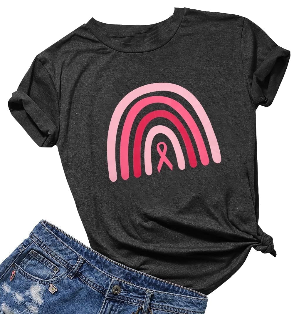 VILOVE Women Breast Cancer Shirt Pink Ribbon Breast Cancer Awareness T ...