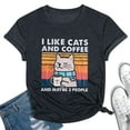 thumbnail image 1 of VILOVE Women Cat Graphic Shirt I Like Cats and Coffee Letter print T-Shirt Vintage Cat Coffee Lover Shirts Retro Tee Tops, 1 of 7