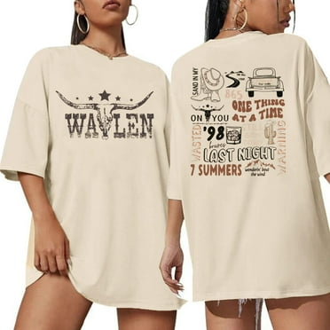 VILOVE Cow Skull Shirts for Women Western Graphic Tees Oversized Country Music T-Shirt Crew Neck Short Sleeve Casual Tops
