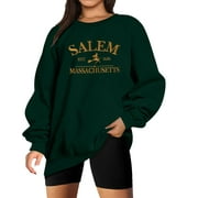 VILOVE Women Oversized Halloween Sweatshirt Salem Massachusetts Shirts Hocus Pocus Tees Fall Long Sleeve Pullover Tops