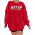 thumbnail image 1 of VILOVE Merry Christmas Sweatshirts for Women Merry Letter Print Long Sleeve Oversized Pullover Tops Red, 1 of 6