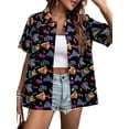 thumbnail image 1 of VILOVE Retro Theme Party Disco Shirt 80s 90s Outfits for Women 80s Hawaiian Shirt Neon Button Down Short Sleeve Blouse, 1 of 7