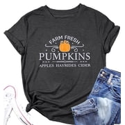 VILOVE Women Halloween Shirt Pumpkins Graphic Crew Neck Short Sleeve T-Shirts Tops
