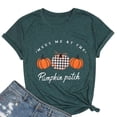 thumbnail image 1 of VILOVE Women Halloween Shirt Plaid Pumpkins Graphic Crew Neck Short Sleeve T-Shirts Tops, 1 of 6