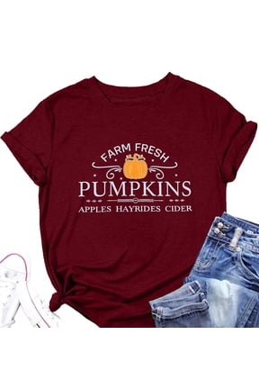 Women Halloween Shirt Pumpkins Graphic Crew Neck Short Sleeve T-Shirts Tops
