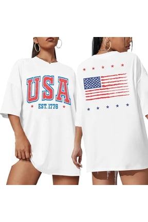 USA Shirt American Flag Shirts Women Oversized 250 Years Patriotic T-Shirts Casual America Flag Print Tee Tops