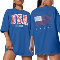 thumbnail image 1 of VILOVE USA Shirt American Flag Shirts Women Oversized Patriotic T-Shirts Casual America Flag Print Tee Tops, 1 of 7