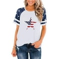 thumbnail image 1 of VILOVE Women American Flag T-Shirt Patriotic Shirts Veteran Shirt Raglan Short Sleeve Stars Stripes Top Tees, 1 of 7