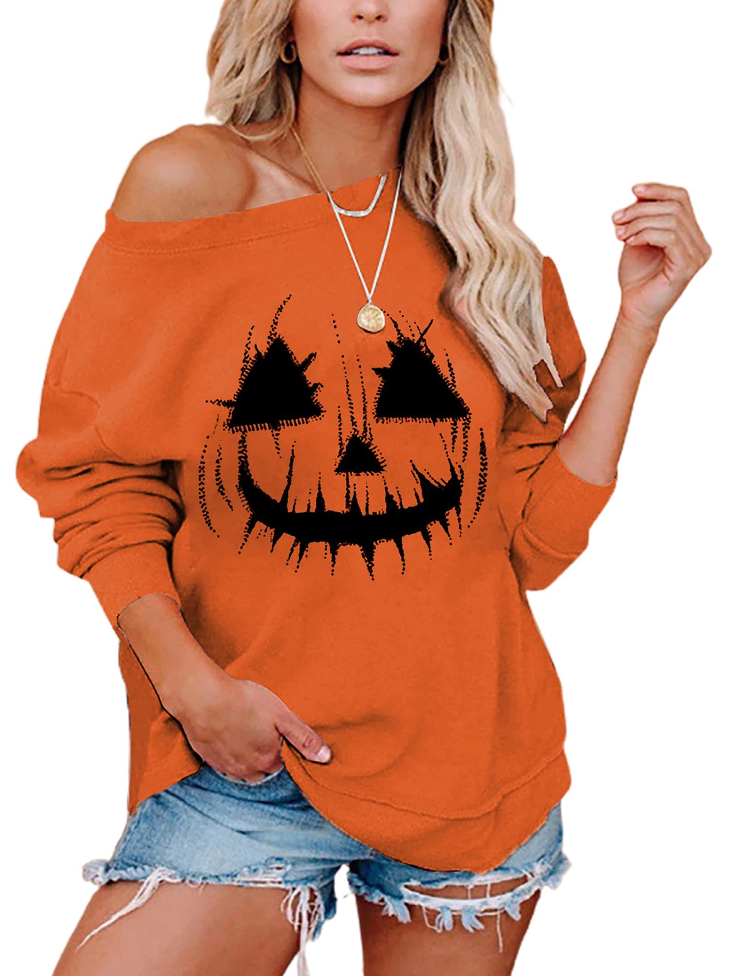 Halloween off shoulder sweatshirt sale