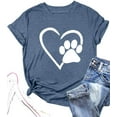 thumbnail image 1 of VILOVE Women Paw Love T-Shirt Dog Lover Shirt Paw Print Heart Tee Shirt Cute Dog Mom Short Sleeve Tee Tops, 1 of 6