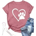 thumbnail image 1 of VILOVE Women Paw Love T-Shirt Dog Lover Shirt Paw Print Heart Tee Shirt Cute Dog Mom Short Sleeve Tee Tops, 1 of 6