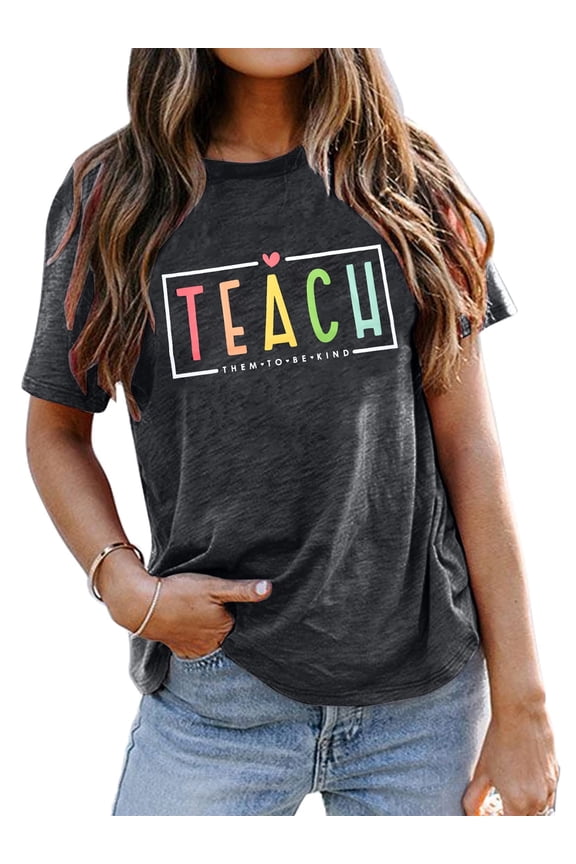 Women Summer Tops Teacher Shirts Back to School Graphic Tees Crew Neck Short Sleeve T-Shirt
