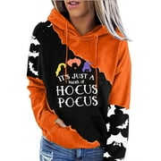 VILOVE Women Halloween Sweatshirt Letter Graphic Hoodie Fall Long Sleeve Casual Pullover Tops