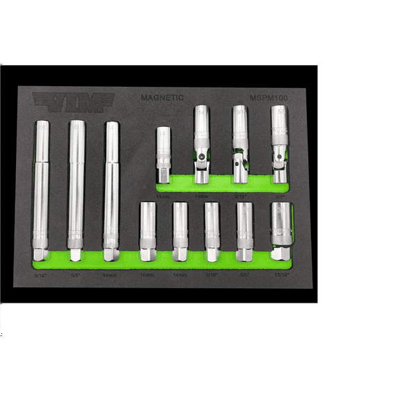 VIM Tools 12 Piece 3/8 Inch Drive Magnetic Spark Plug Master Set